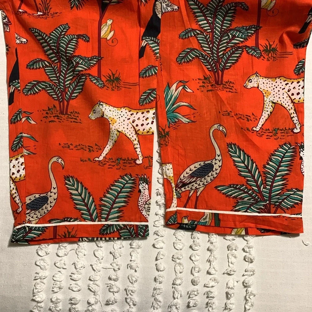 Lilbelle Women’s Kids Orange Pajama Set Medium Animal Print Fun Colorful - Picture 10 of 14